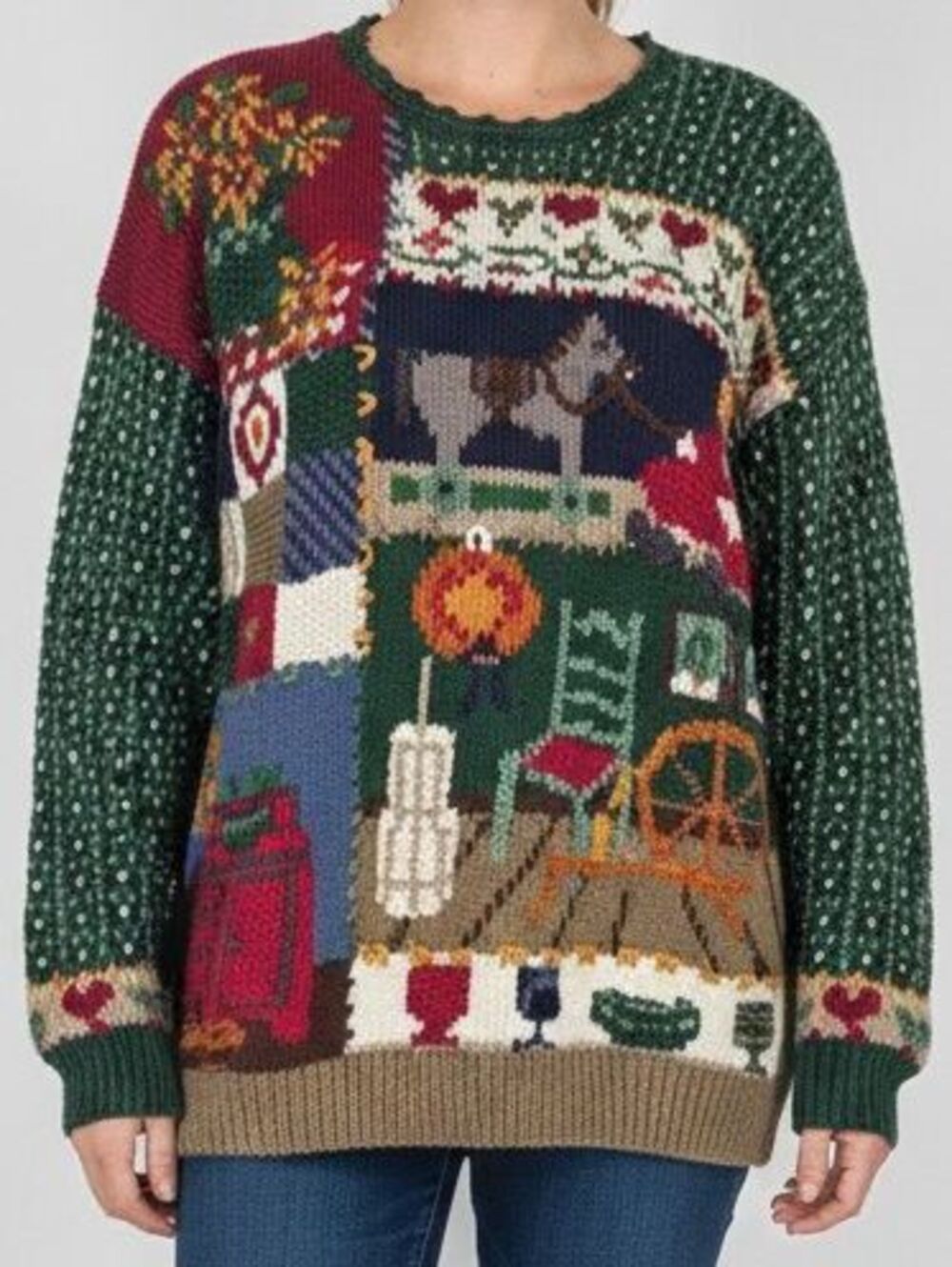 Signature by Northern Isles Knitted by hand Antique Store Scene Women XL